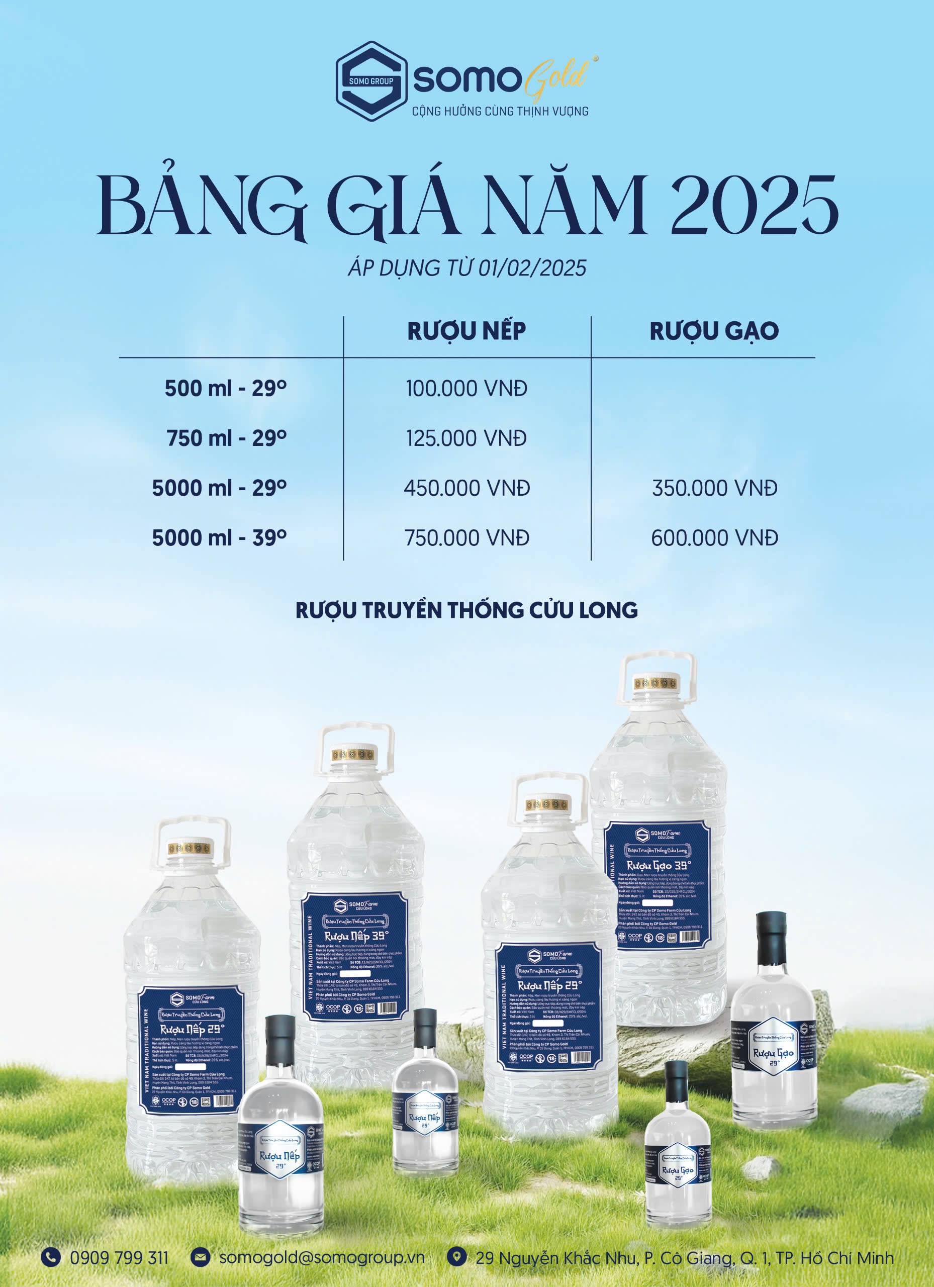 bảng giá rượu trắng mới 2025
