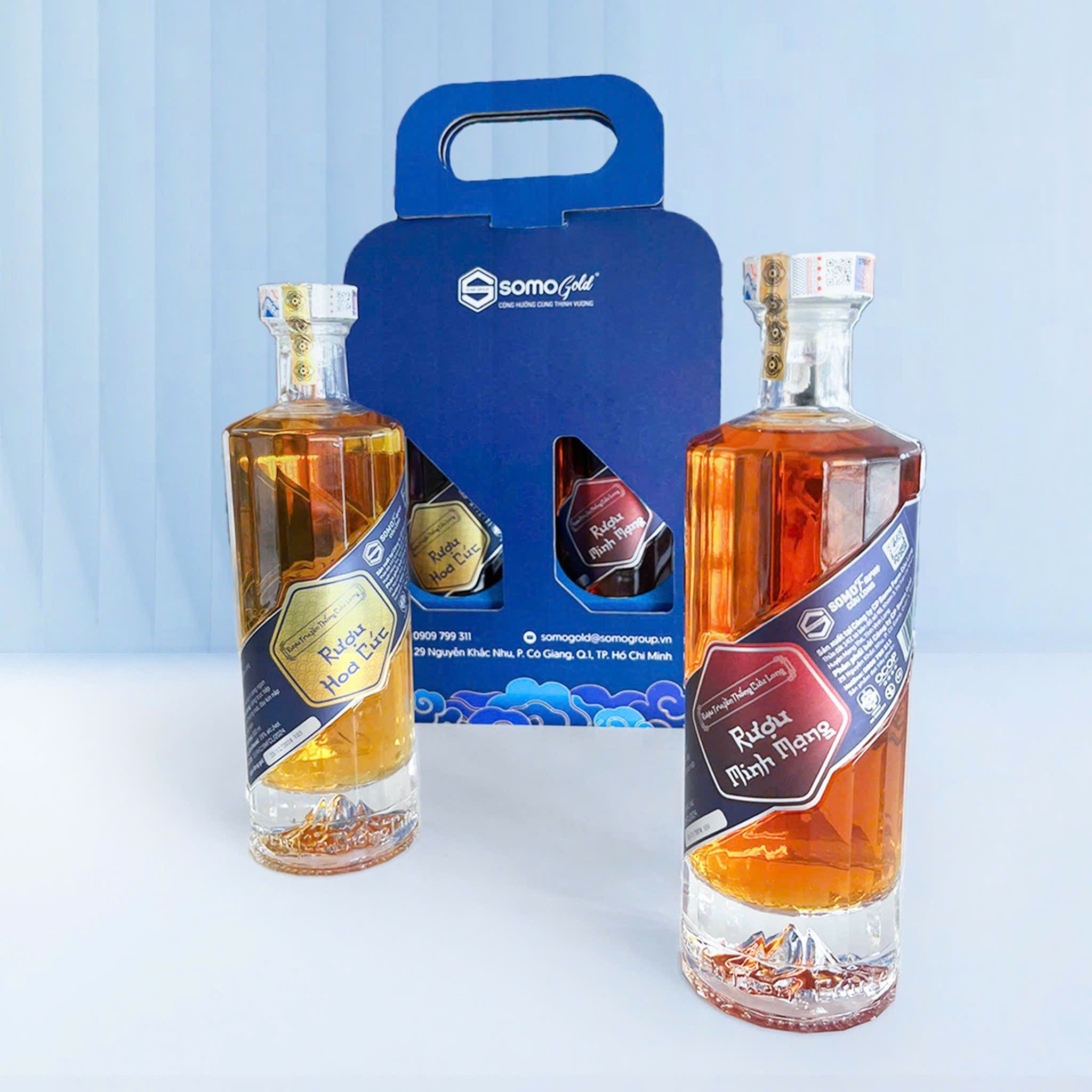 set 2 chai rượu truyền thống cửu long