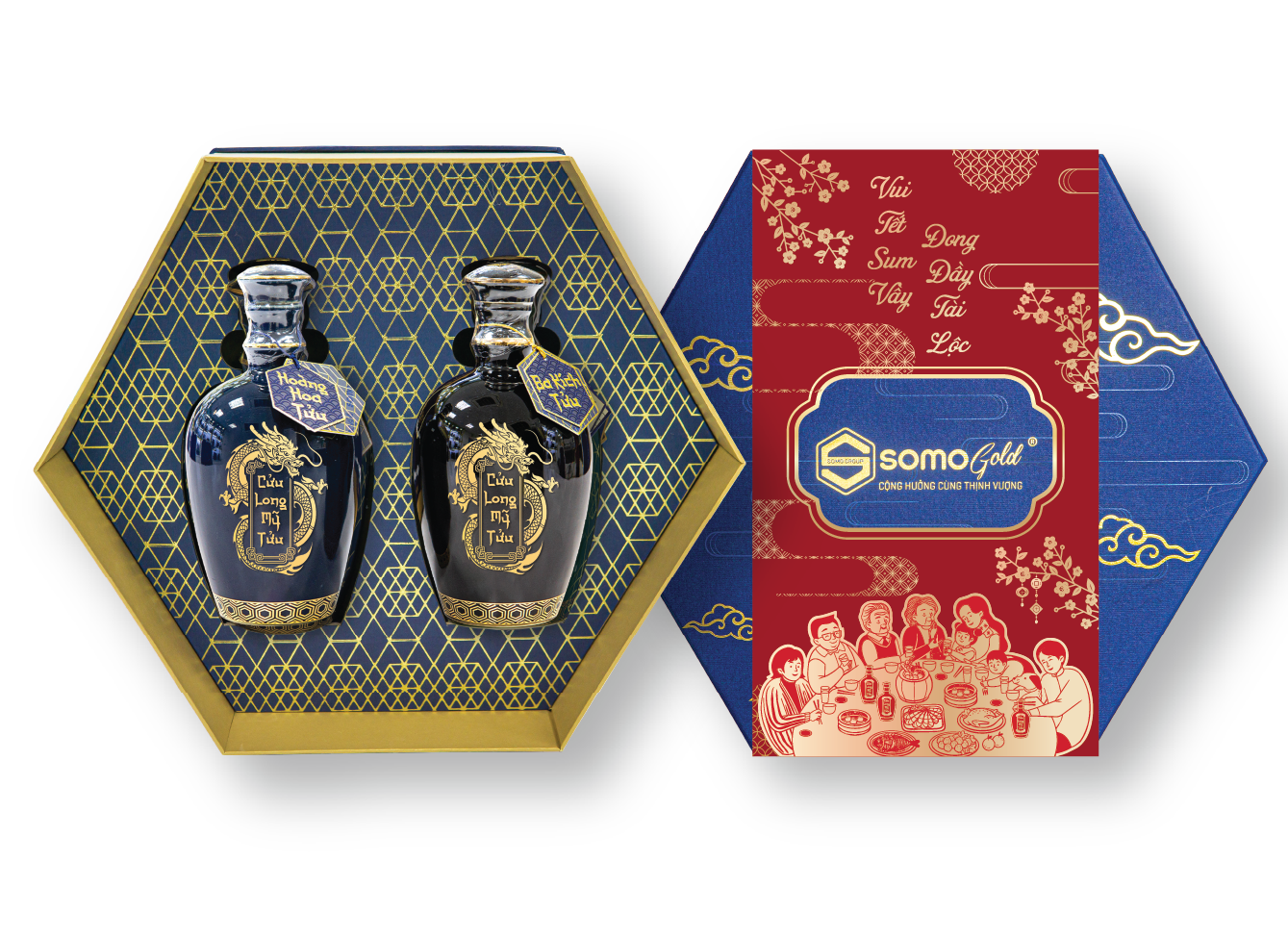 set quà tặng lộc xuân 5 bình sứ bát tràng